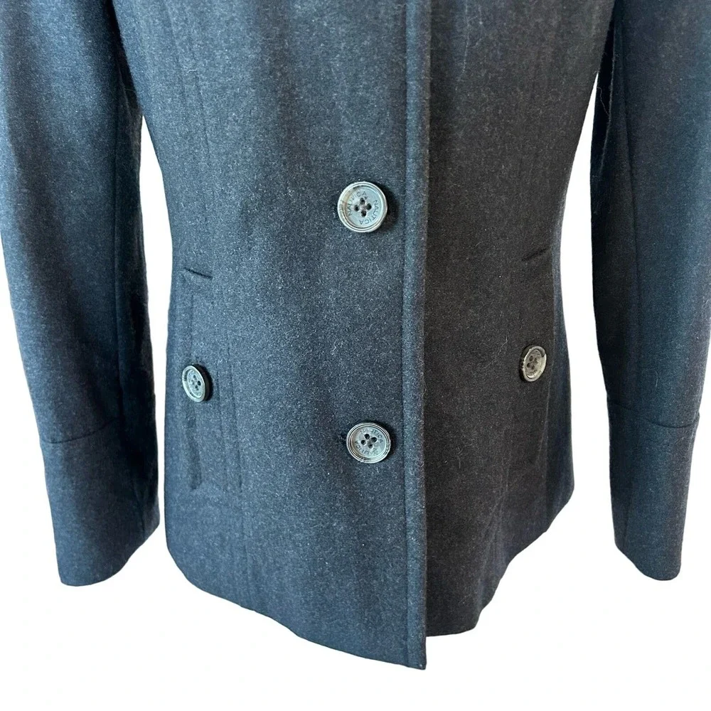 Preppy Military Peacoat Jacket Women Small Gray Wool Blend Academia Winter Retro